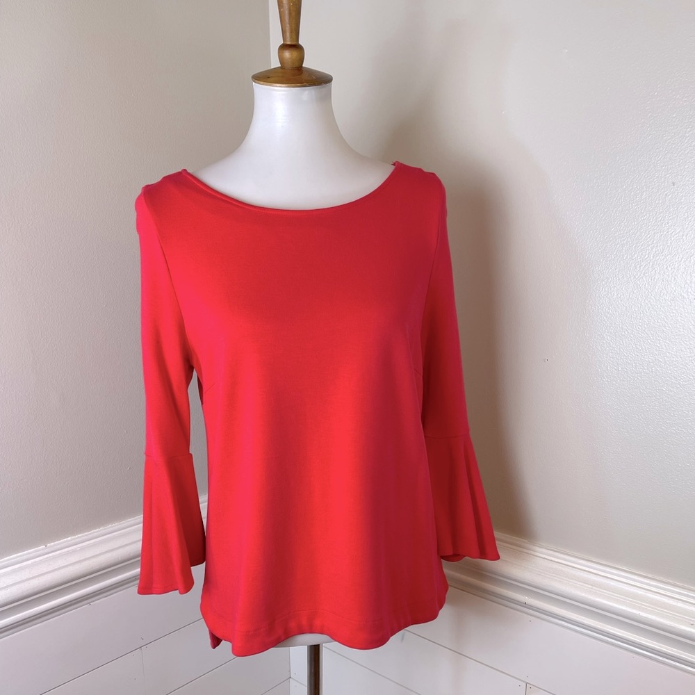 Crown & Ivy Red Bell Sleeved Top PL FREE SHIP